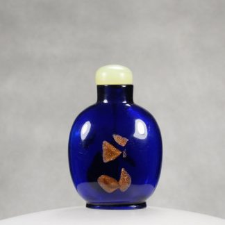 G1 A Gold aventurine-splashed royal blue glass snuff bottle