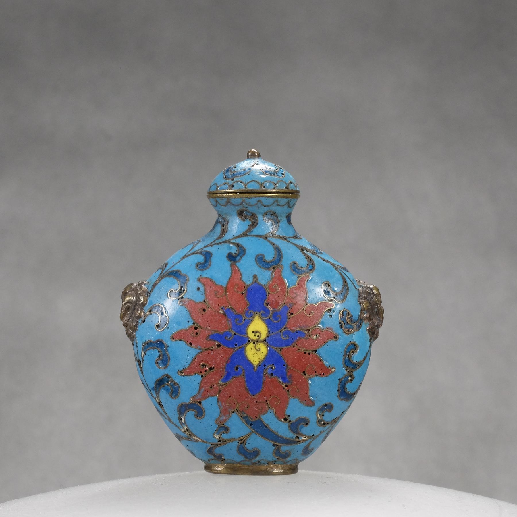 M7 A bronze cloisonné “Lotus” snuff bottle