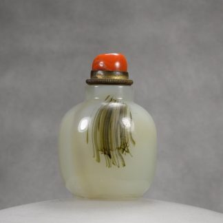 G12 A white glass, black striped snuff bottle